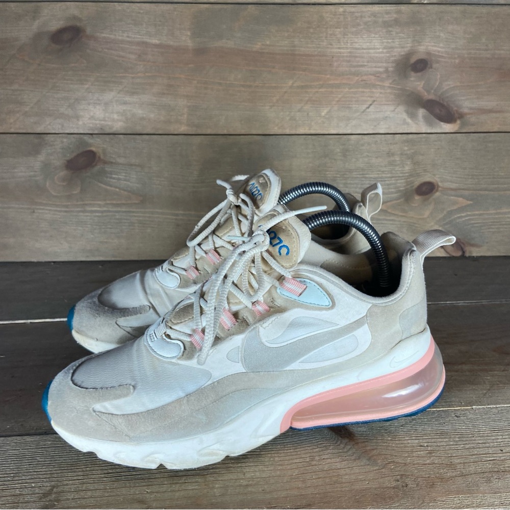 nike air max 270 react womens size 8 shoes beige athletic running sneakers
